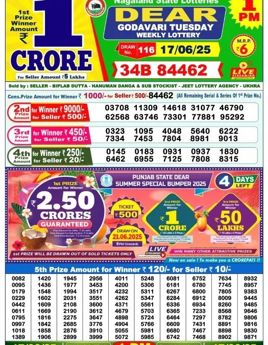 Dear Lottery 1PM Result Today