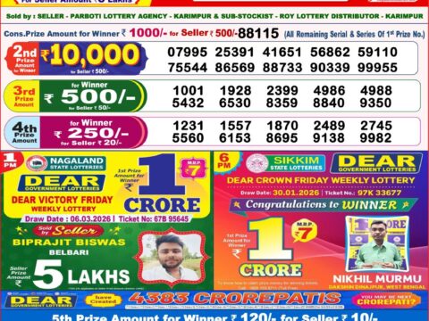 Nagaland State Lottery Result 07/03/2026