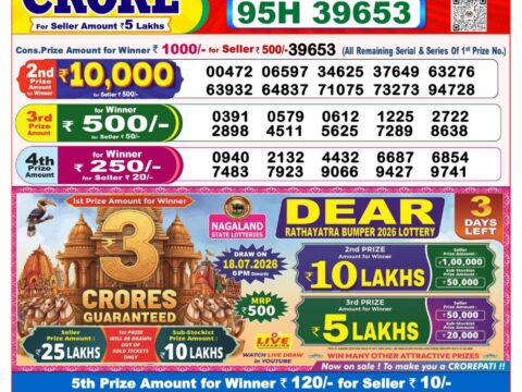 Nagaland State Lottery Result 15/07/2026