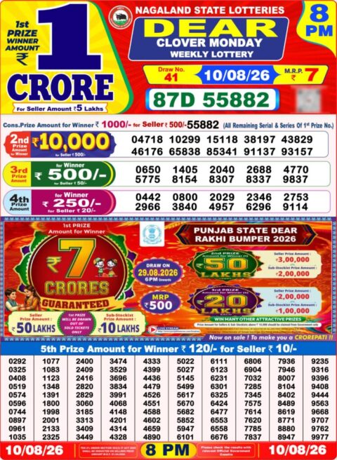 Nagaland State Lottery Result 10/08/2026